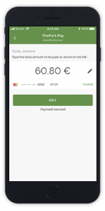 Paso de pago de TheFork PAY