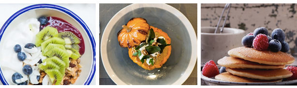  ideas brunch sopa de calabaza bowl de frutas y panquecas 