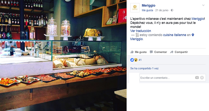 ElTenedor Estrategia para atraer clientes con el aperitivo italiano en el restaurante Meriggio en París. Imagen de la barra con buffet