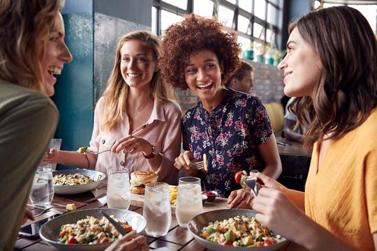 Customers at restaurant table