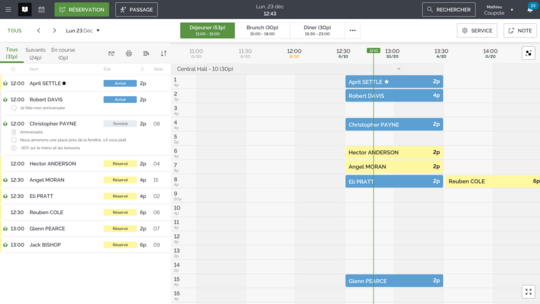 calendrier TheFork Manager