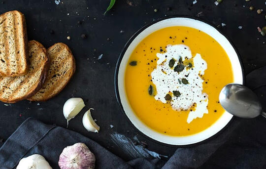 crema de calabaza imágenes restaurante