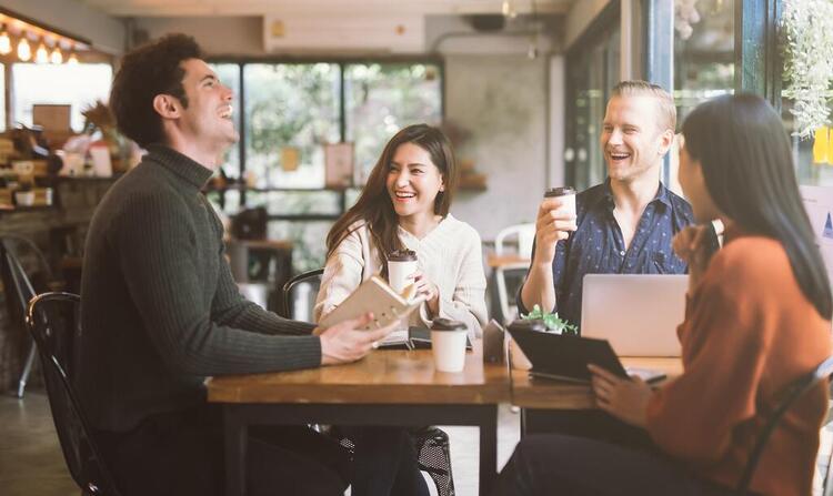 restaurant table with people