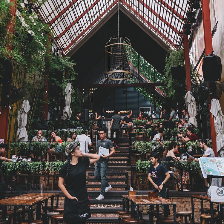 Guests dining in a restaurant