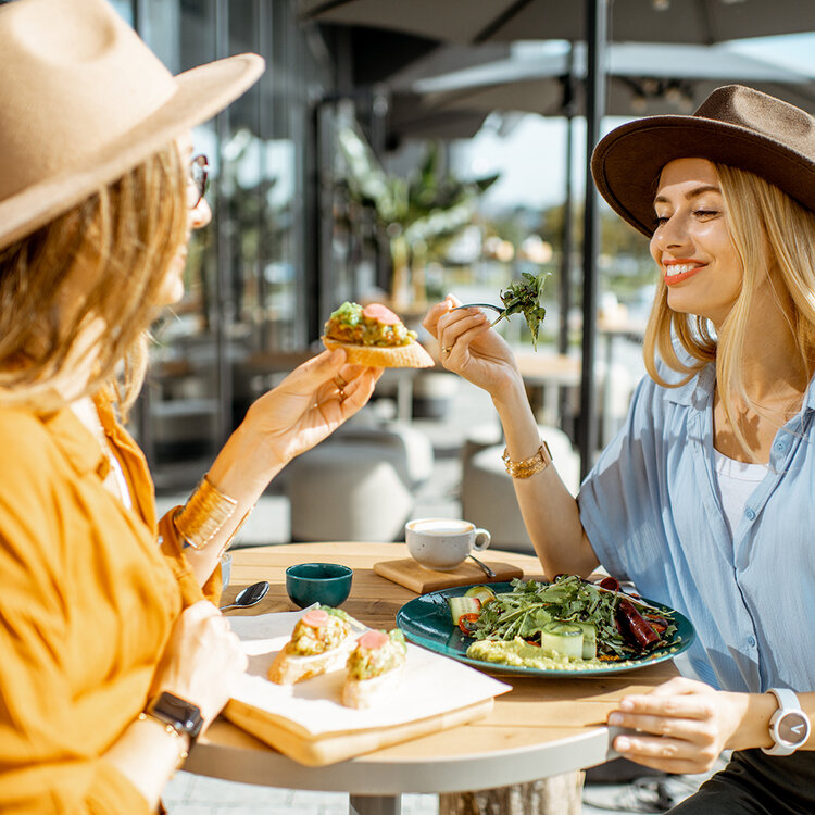 Two people enjoying a meal